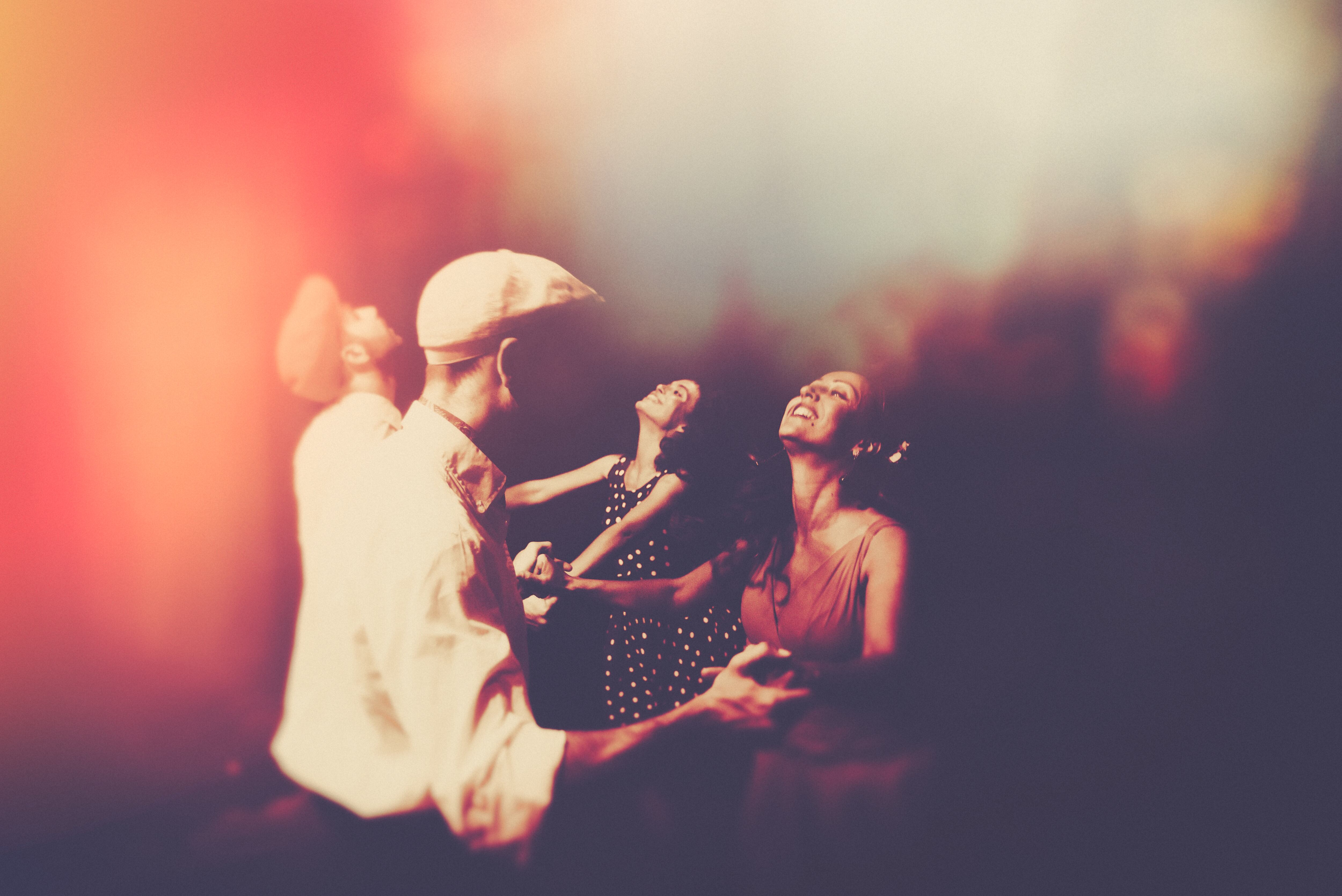 Two couples dancing shag