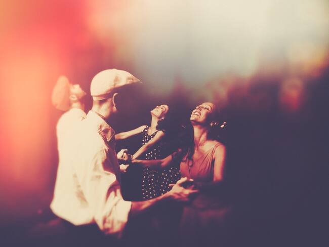 Two couples dancing shag