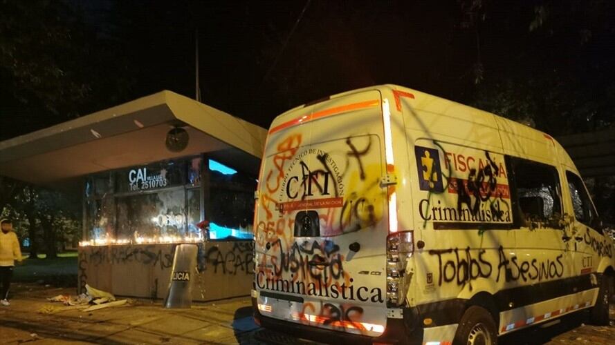 Así estaba el CAI de Villa Luz minutos antes de ser vandalizado. Foto: W Radio.