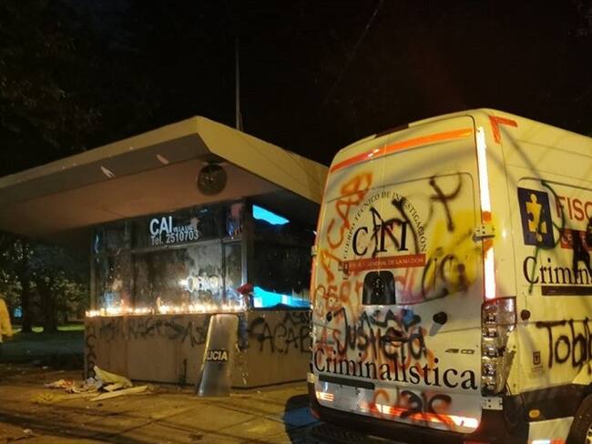 Así estaba el CAI de Villa Luz minutos antes de ser vandalizado. Foto: W Radio.