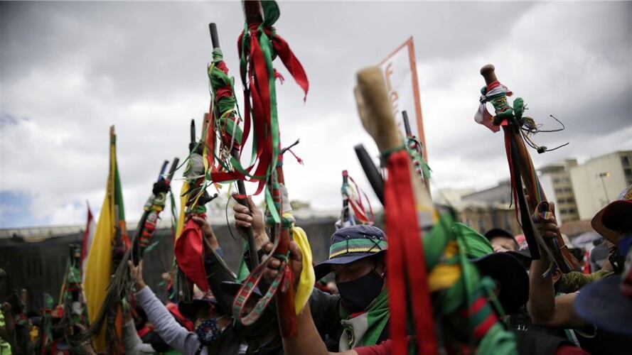 La minga indígena arribó a Cali desde el pasado 5 de mayo y se concentró desde entonces en el campus de Meléndez de la universidad del Valle. Foto: Colprensa