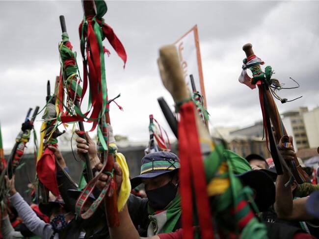 La minga indígena arribó a Cali desde el pasado 5 de mayo y se concentró desde entonces en el campus de Meléndez de la universidad del Valle. Foto: Colprensa