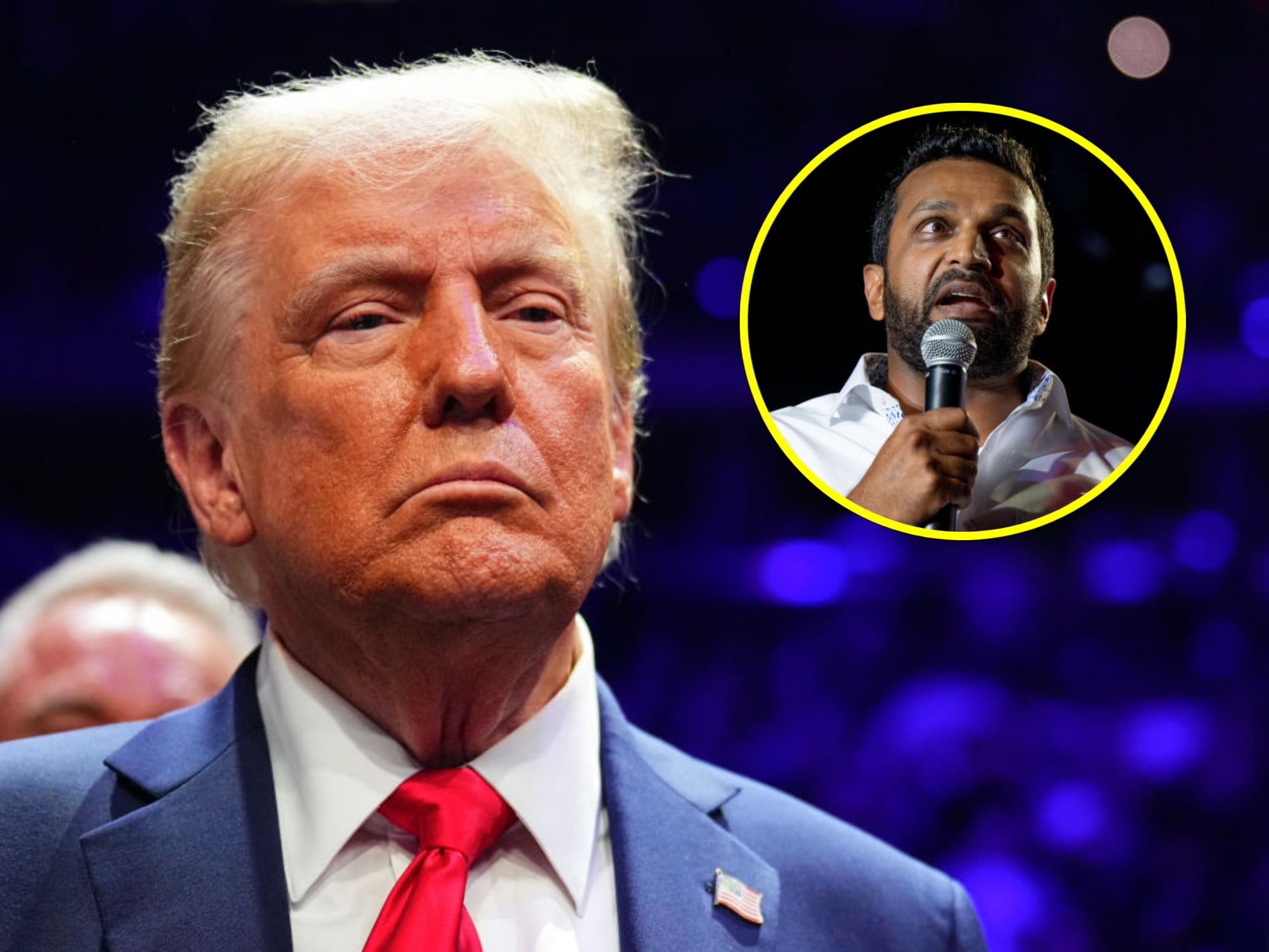 Donald Trump. I Foto: Chris Unger/Zuffa LLC. Kash Patel. I Foto: Brandon Bell/Getty Images.