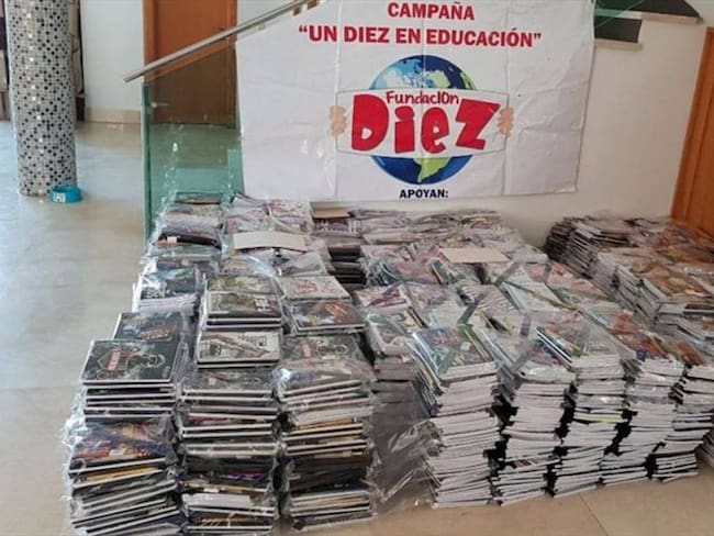 Los útiles escolares que iban a ser entregados en Santa Marta. Foto: Fundación Diez