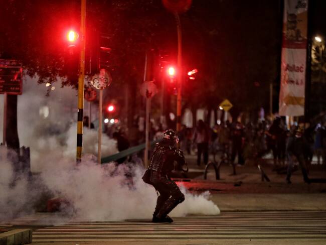 Uniformado del Esmad en el paro nacional. Foto: Colprensa - Álvaro Tavera