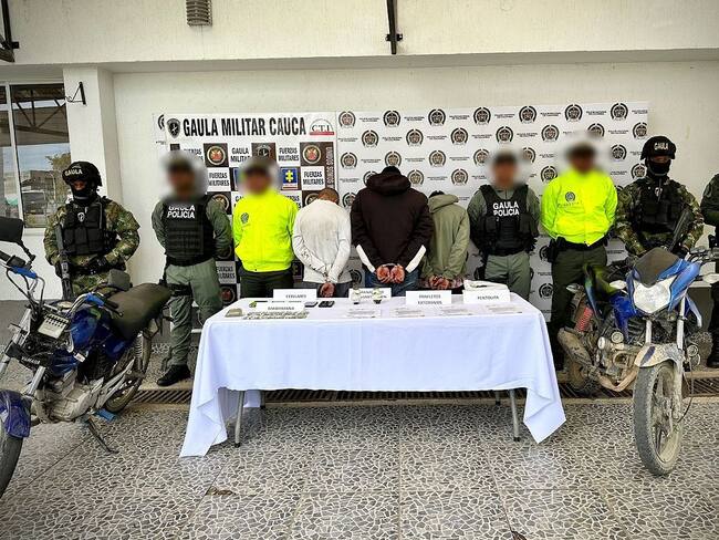 Los capturados quedaron a disposición de la autoridad competente. Crédito: Policía Popayán.
