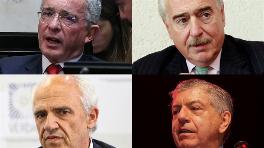 Los expresidentes de la República Álvaro Uribe, Andrés Pastrana, Ernesto Samper y César Gaviria salieron en defensa de Marta Lucía Ramírez. Foto: Colprensa