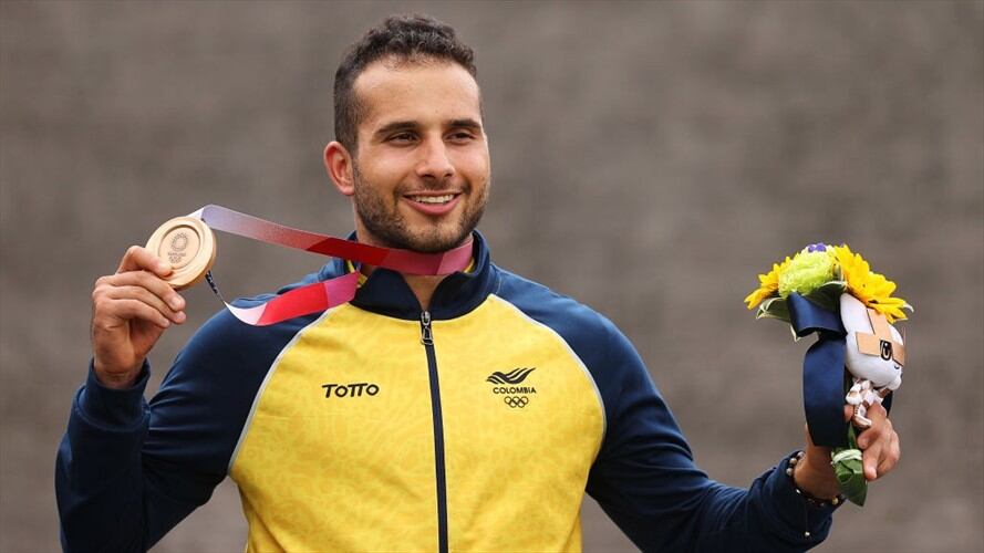 Carlos Ramírez gana medalla de bronce en el BMX masculino en Tokyo 2020. Foto: Getty Images