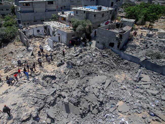 GAZA CITY, PALESTINE - MAY 13: Palestinians inspect the damage of a house hit by the Israeli airstrikes at Beit Lahia on May 13, 2023 in Gaza City, Palestine. (Photo by Ramez Habboub ATPImages/Getty Images)