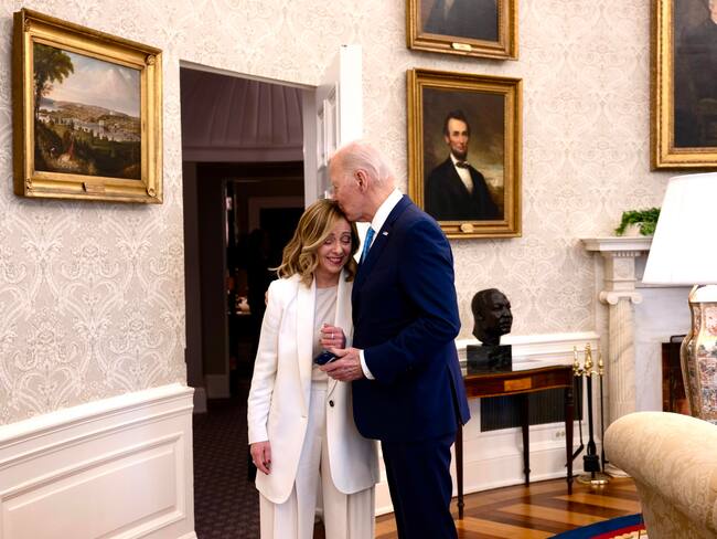 Encuentro entre Joe Biden y Georgia Meloni en la Casa Blanca en 2024. Foto: