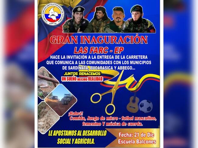 FARC EP está invitando para la inauguración de vías en Norte de Santander.