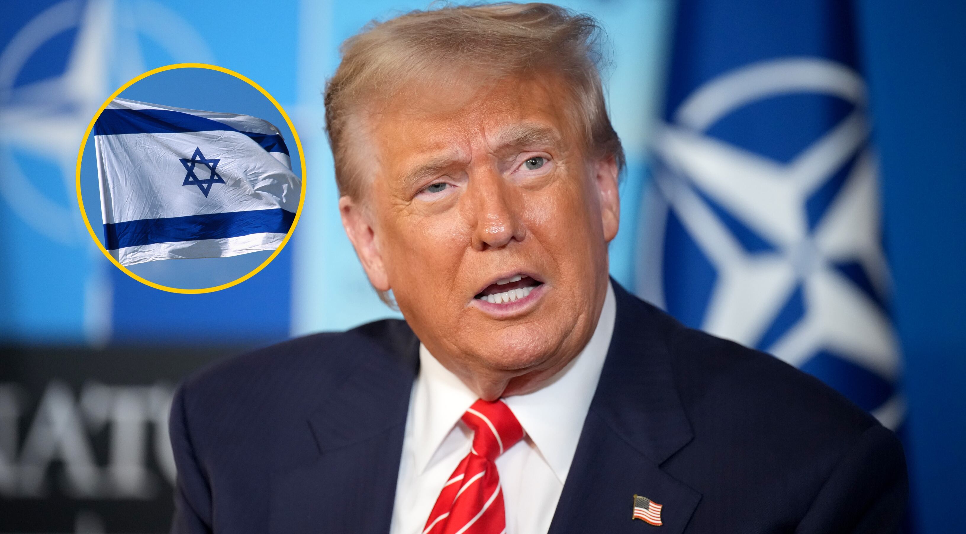 Donald Trump y bandera de Israel. Foto: Atlantide Phototravel vía Getty Images. 