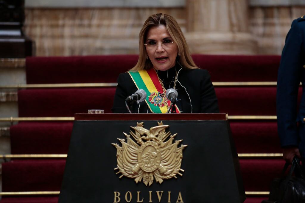 Expresidente interina de Bolivia, Jeanine Áñez. (Photo by Gaston Brito/Getty Images)
