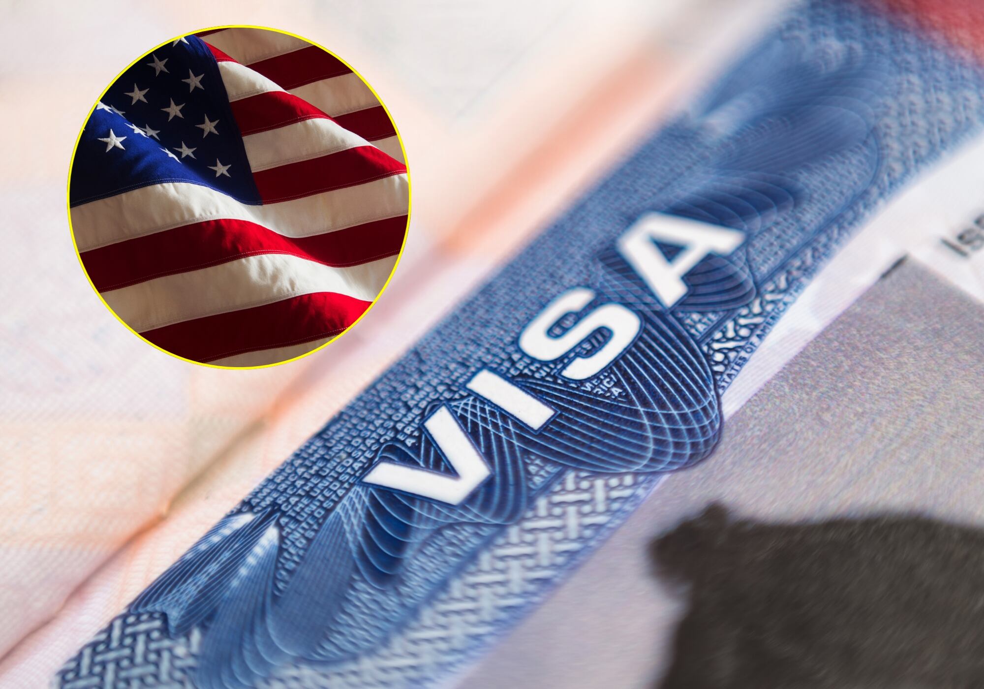 Bandera Estados Unidos y VISA. Fotos: Getty Images