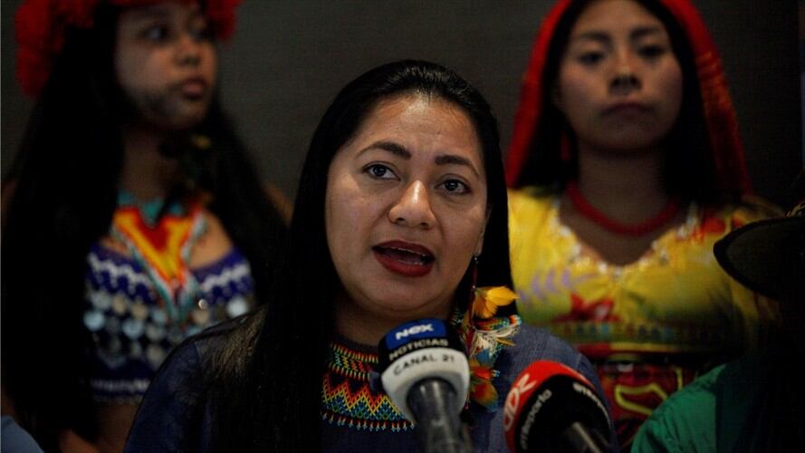 La líder indígena Carol González habló en el marco de realización del VII Congreso Territorial Mesoamericano, en Ciudad de Panamá (Panamá). Foto: Agencia EFE