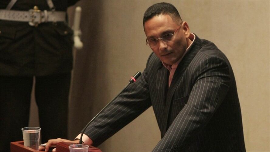 Uber Bánquez, 'Juancho Dique', rinde declaraciones ante un Magistrado de Justicia y Paz. Foto: Colprensa/GERMAN ENCISO