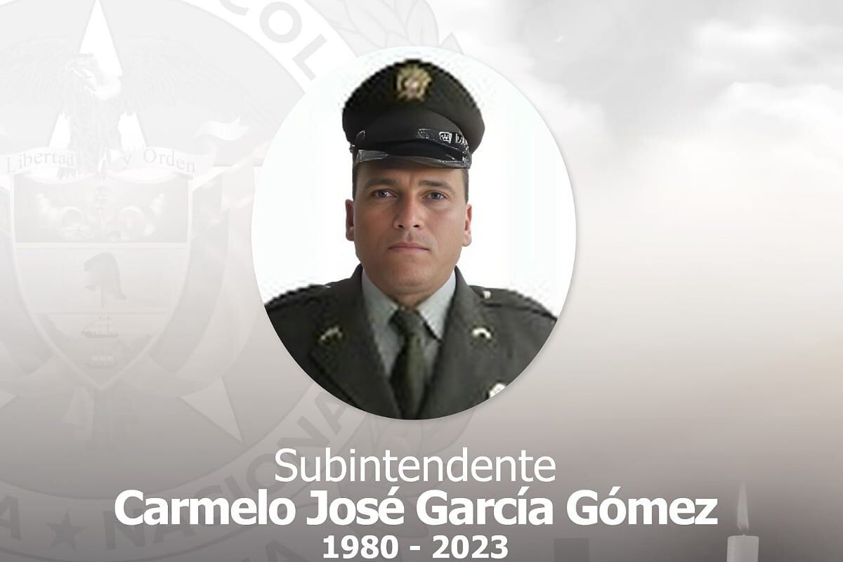 José Carmelo García Gómez, policía asesinado en Buenos Aires, Cauca. Crédito: Policía Nacional.