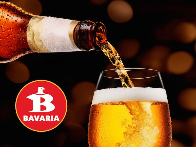 Imagen de referencia persona sirviendo una cerveza. En el círculo, el logo de Bavaria / Fotos: GettyImages y redes sociales