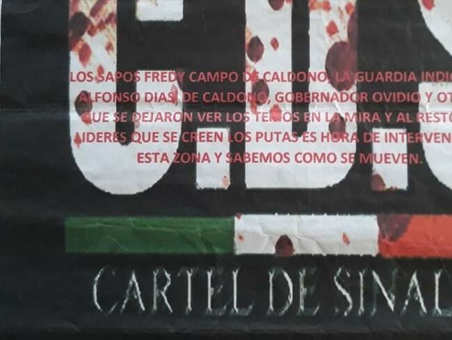 Las autoridades indígenas consideran que este tipo de escritos son emitidos por disidencias de las Farc . Foto: Cric