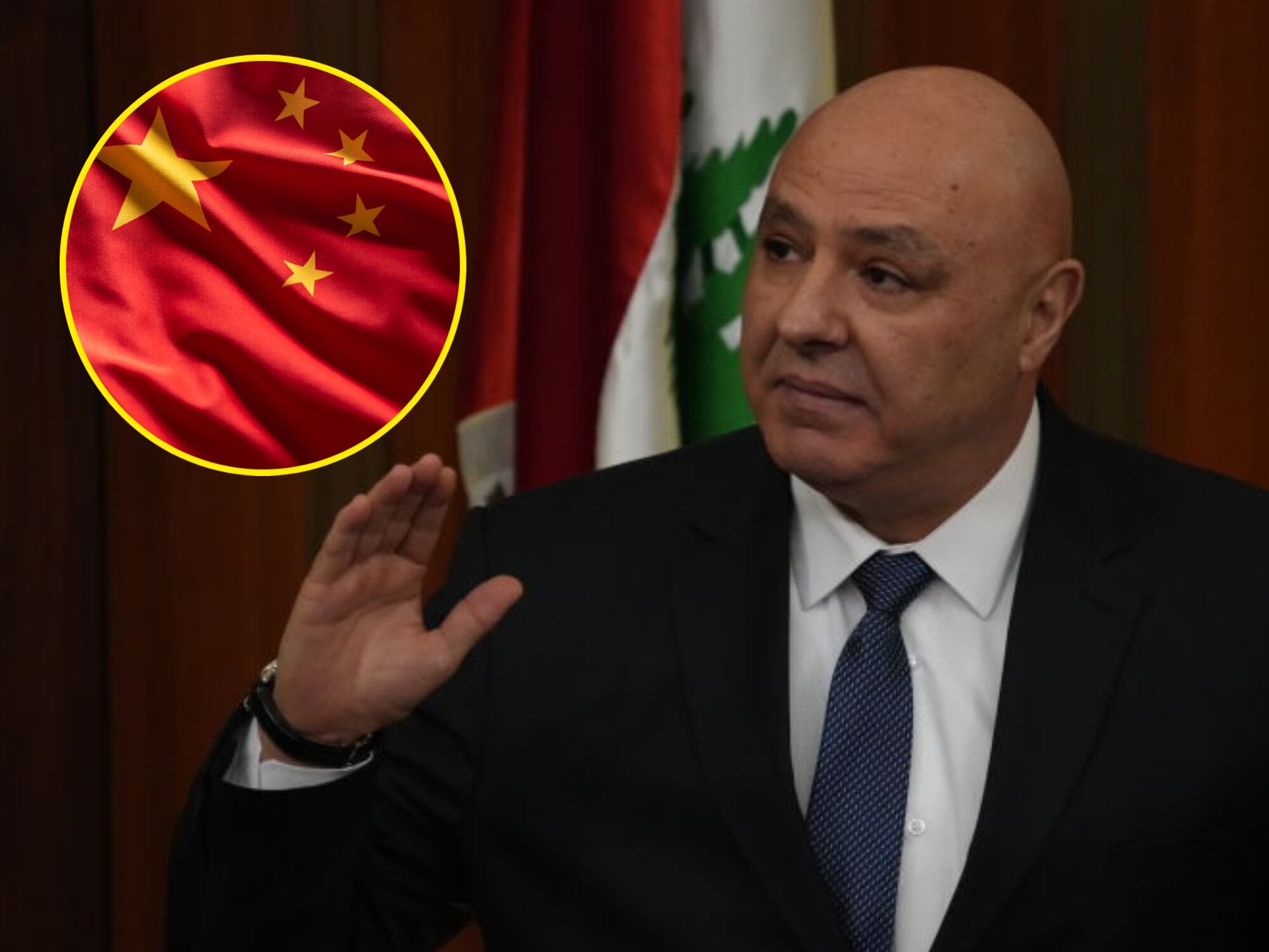 Joseph Aoun. I Foto: Houssam Shbaro/Anadolu via Getty Images. Bandera de China. I Foto: Getty Images.