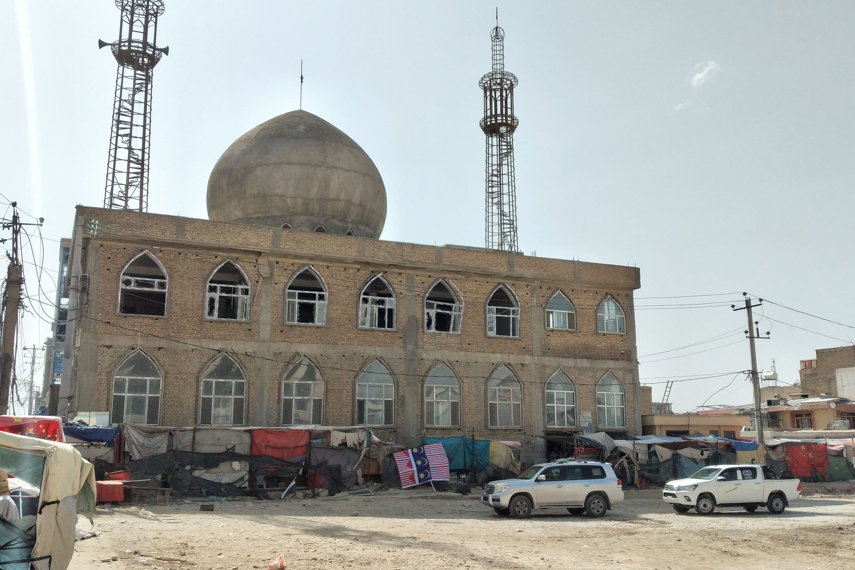A general view of the Shiite Seh Dokan Mosque is taken after a bomb blast that reportedly killed 14 people in Mazar-i-Sharif on April 21, 2022. (Photo by AFP) (Photo by -/AFP via Getty Images)