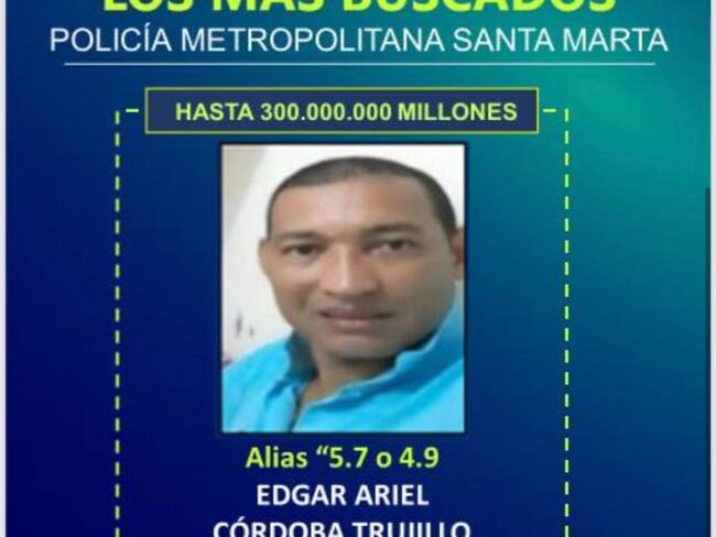 Alias ‘5-7’. Foto: Policía Metropolitana de Santa Marta
