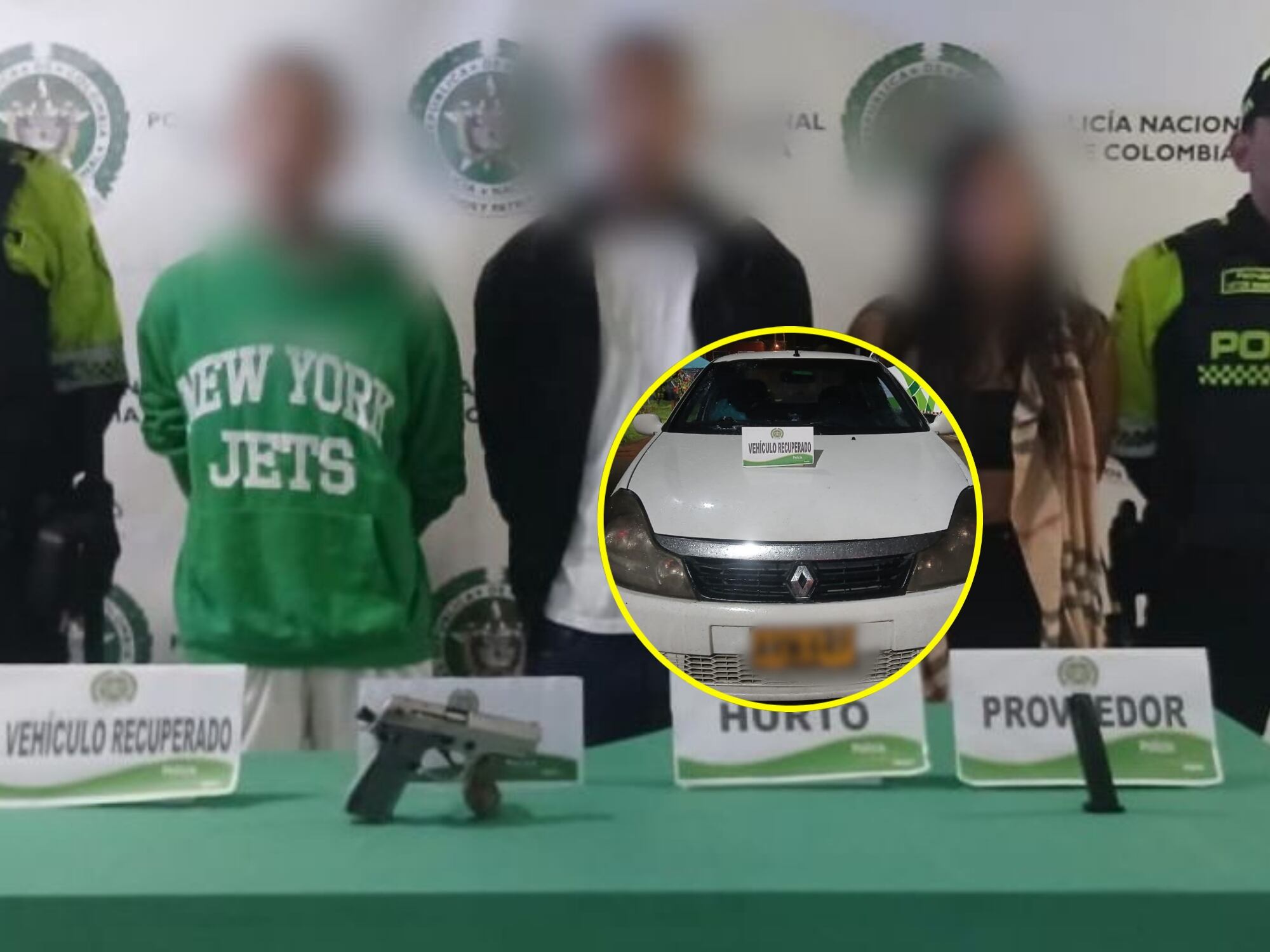 Capturados por robo de carro en Bogotá. Foto: Policía Nacional