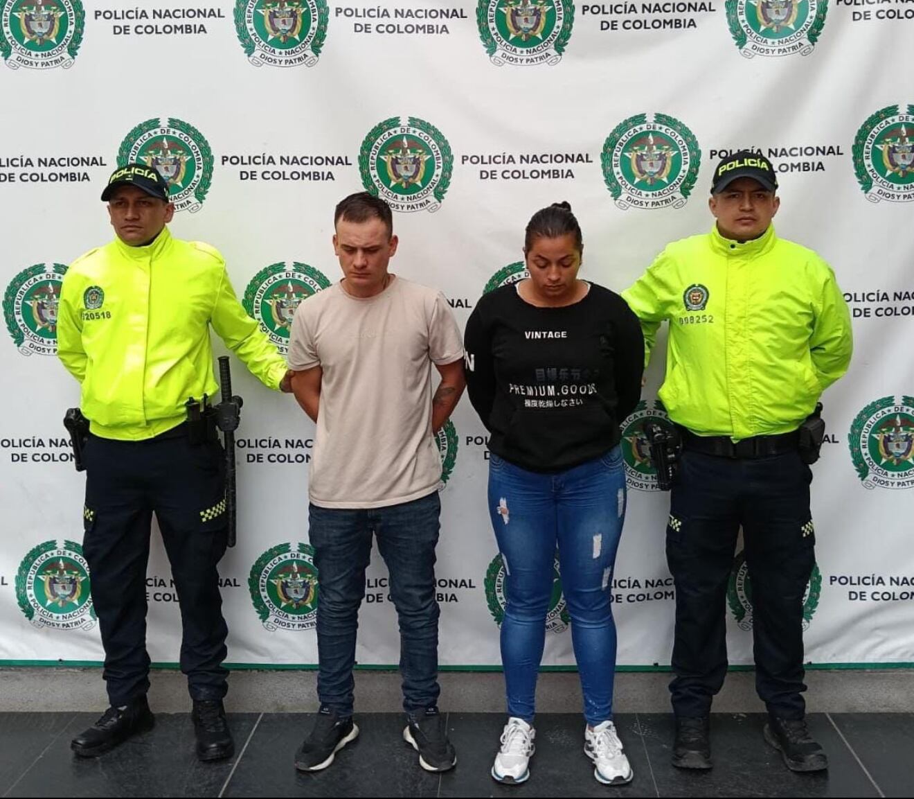 Presuntos responsables de la muerte de Édgar Páez. Foto: Policía Colombia