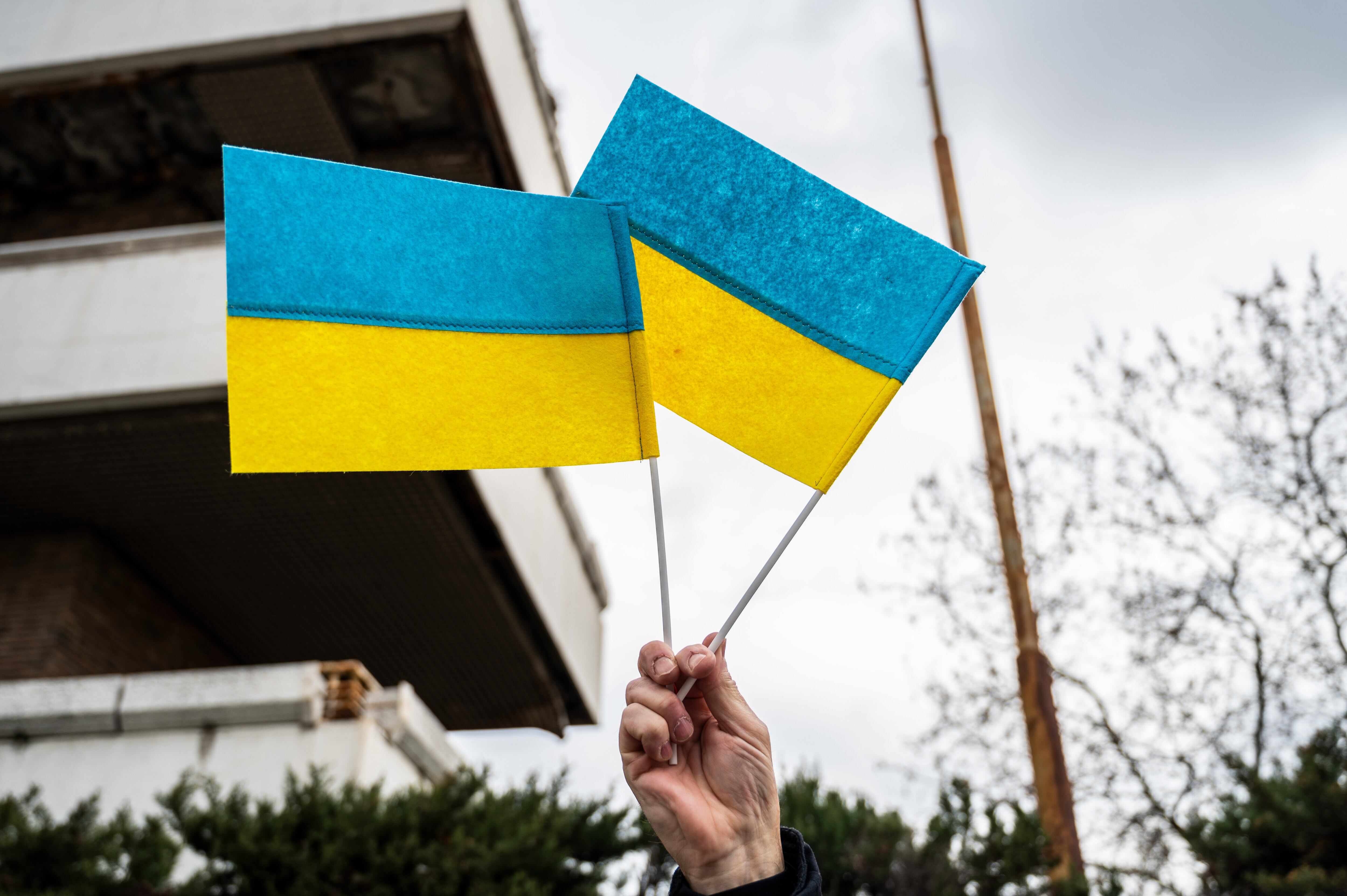 Banderas de Ucrania imagen de referencia. Foto: Marcos del Mazo/LightRocket via Getty Images.