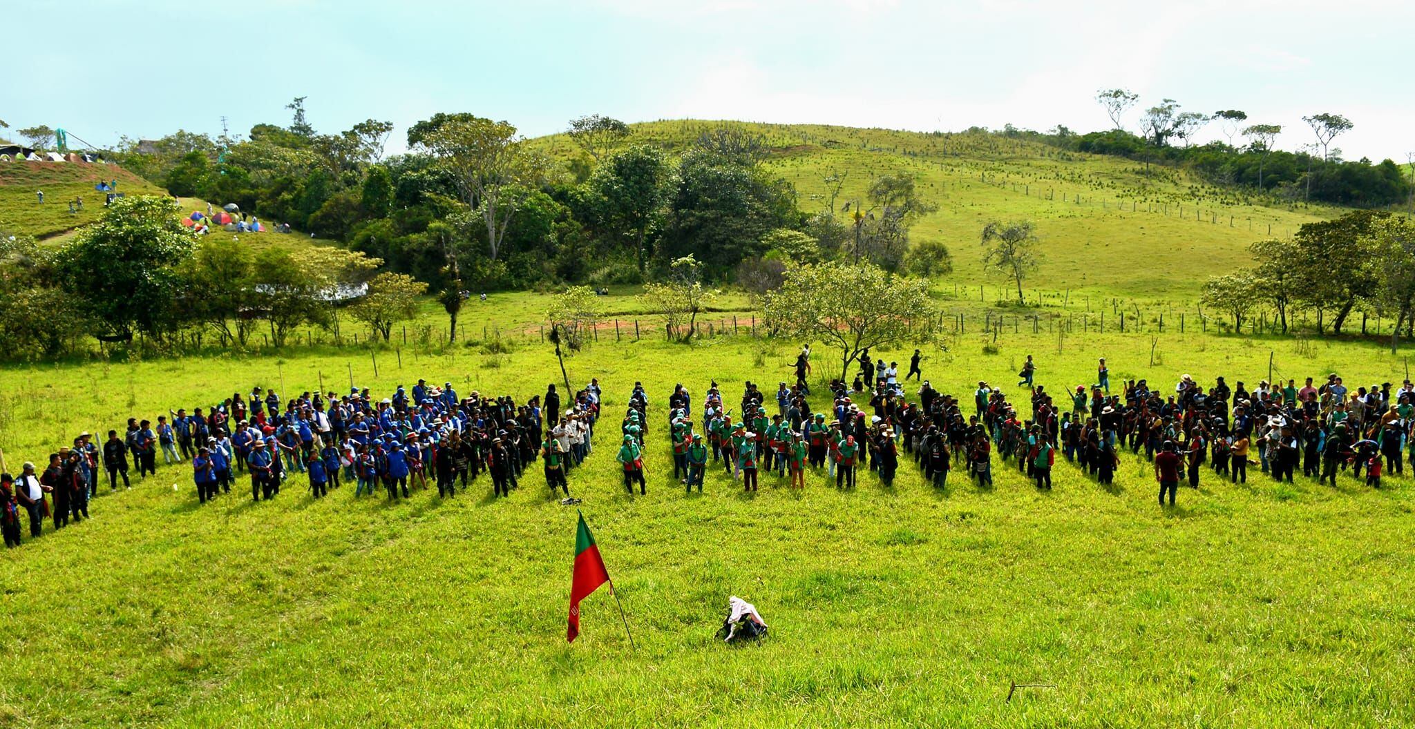 La guardia indígena ya se encuentra en Monterilla, Caldono Cauca, esperando la llegada del presidente Petro. Crédito: Cric. 
