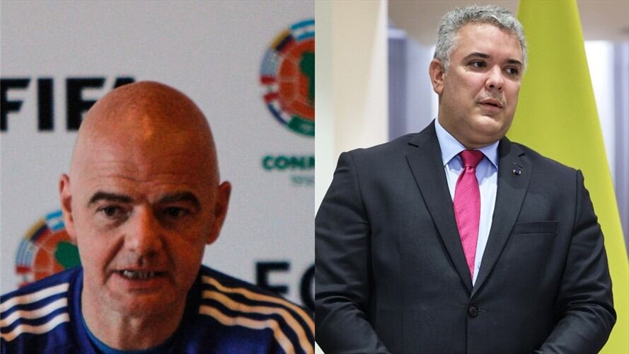 Gianni Infantino e Iván Duque. Foto: Colprensa / Nueva sede de la Federación Colombiana de Fútbol