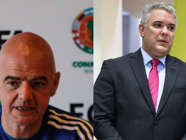 Gianni Infantino e Iván Duque. Foto: Colprensa / Nueva sede de la Federación Colombiana de Fútbol