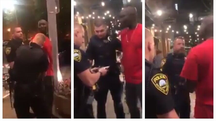 Policías estadounidenses detienen a hombre negro y lo liberan tras ver su identificación. Foto: Captura de pantalla