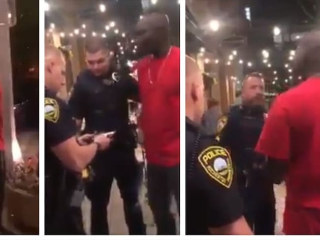 Policías estadounidenses detienen a hombre negro y lo liberan tras ver su identificación. Foto: Captura de pantalla