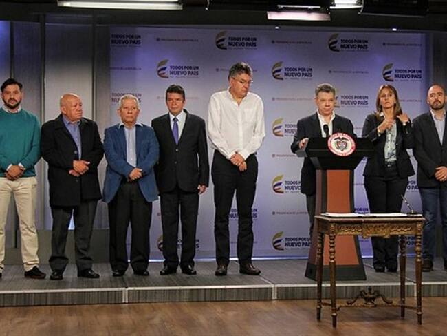 Juan Manuel Santos y Centrales Obreras. Foto: Colprensa