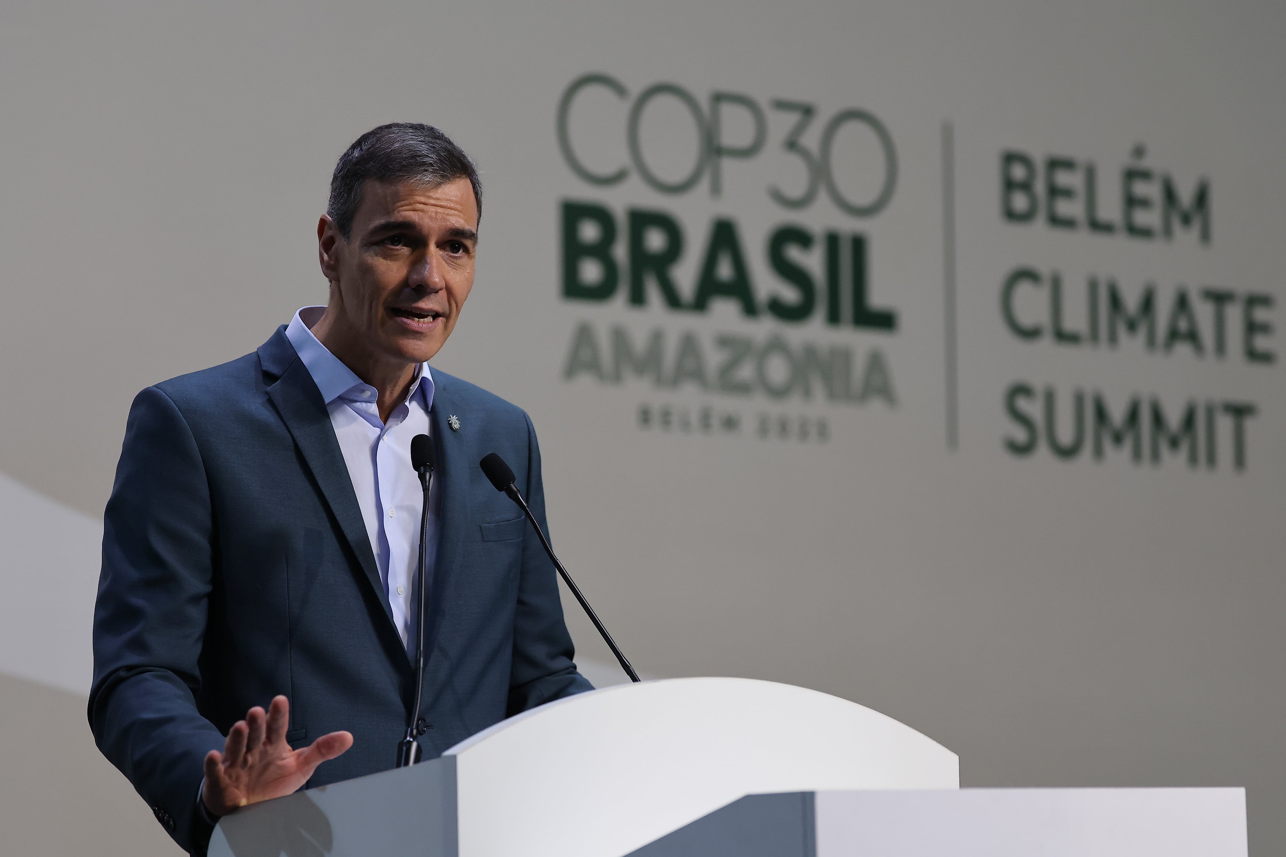 Pedro Sanchez, presidente de España en la COP30. Foto: Wagner Meier/Getty Images