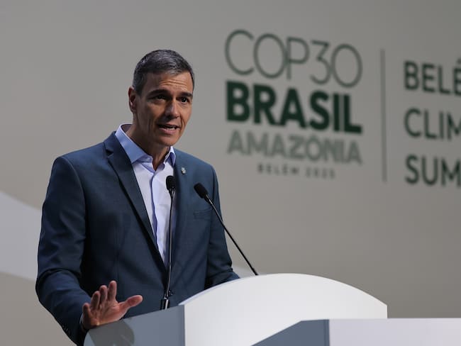 Pedro Sanchez, presidente de España en la COP30. Foto: Wagner Meier/Getty Images