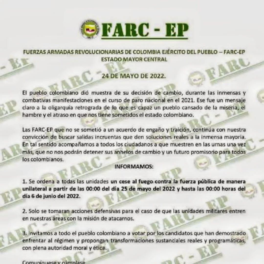 La comunicación firmada por el Comando Coordinador de Occidente circula en el Cauca. Crédito: Red de Apoyo. 