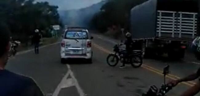 Atentado contra Policía de Tránsito en la vía Cúcuta- El Zulia. Foto: Cortesía