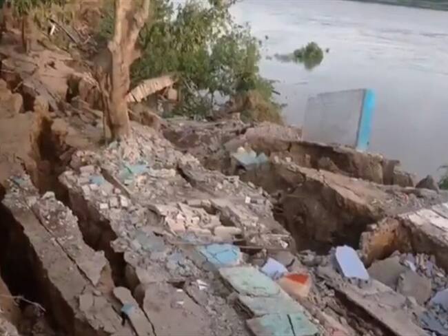 Las viviendas afectadas estaban en riesgo desde 2018, según los pobladores del sur de Magangué. Foto: Captura de pantalla