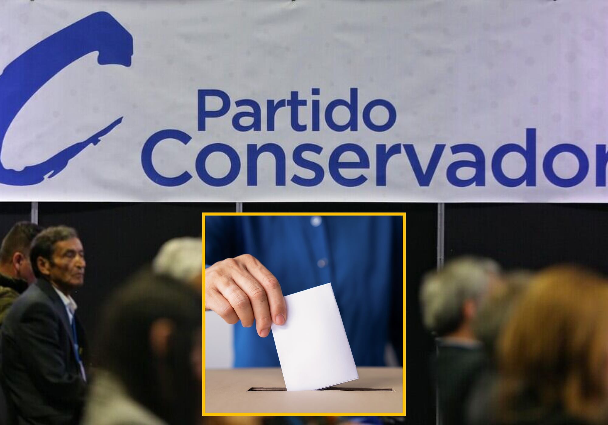 Partido Conservador e imagen de referencia de votación. Foto: Colprensa / Getty Images