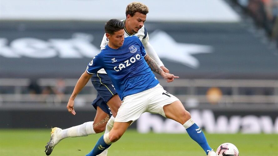 Debut de James Rodríguez con el Everton. Foto: Getty