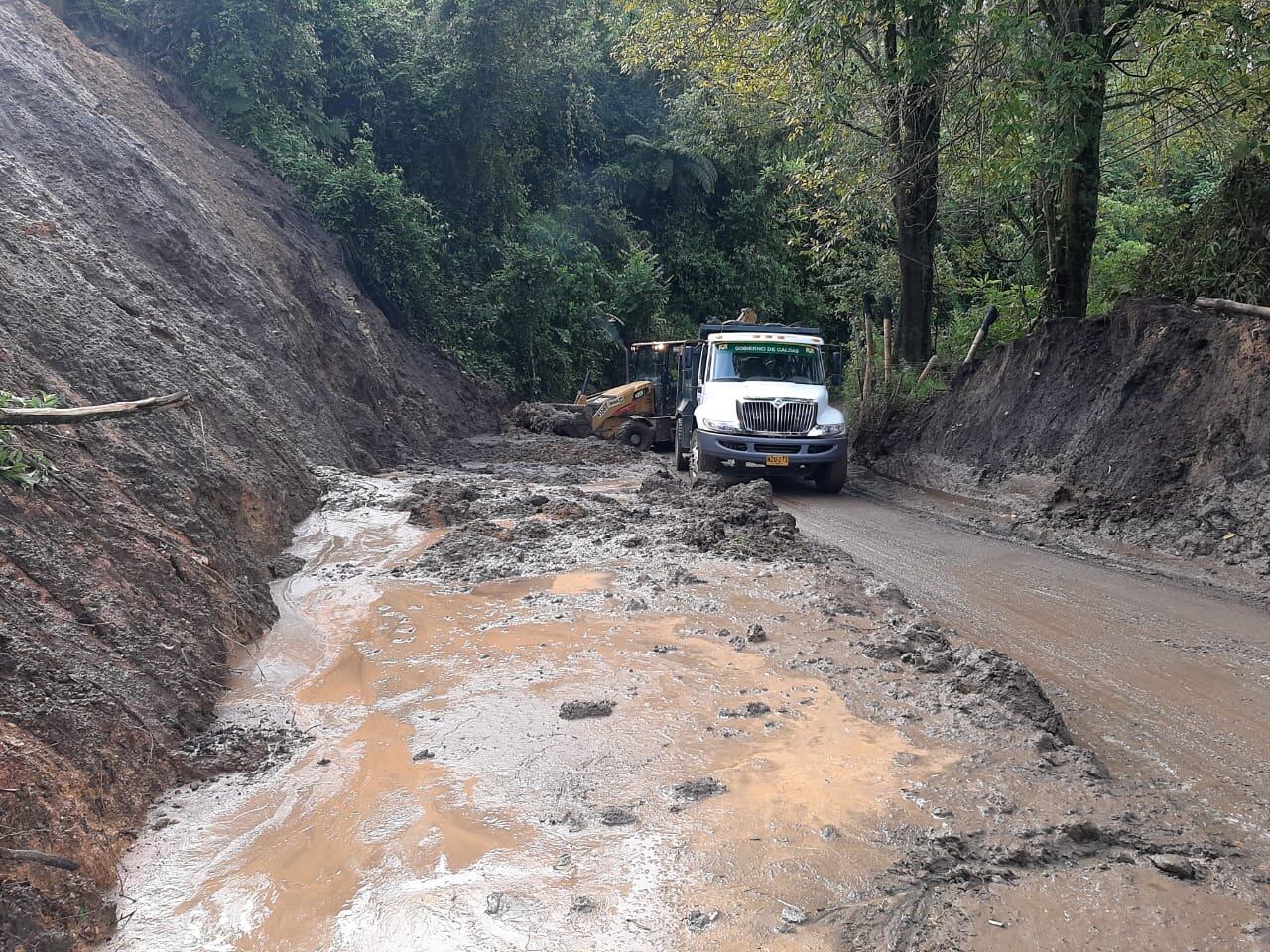 Afectaciones por las lluvias en Caldas. Crédito: Secretaría de Infraestructura de Caldas.
