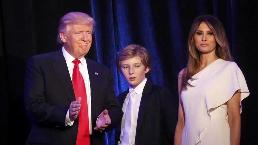 Barron Trump, de 10 años, cursa el décimo grado en un colegio de Mahattan, en Nueva York. Foto: Agencia Reuters
