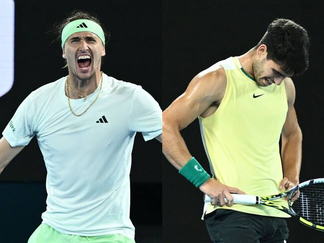 Zverev derrotó a Carlos Alcaraz en los cuartos de final del Open de Australia. Fotos: EFE.