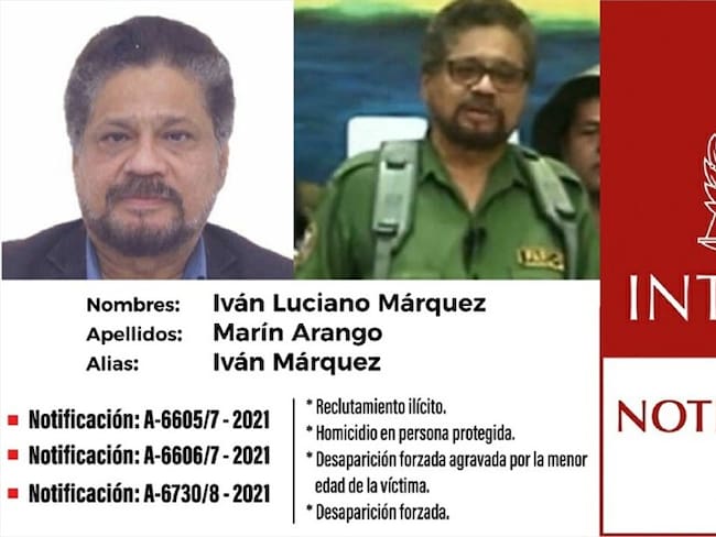 Circular roja de Interpol contra ‘Iván Márquez’. Foto: Interpol