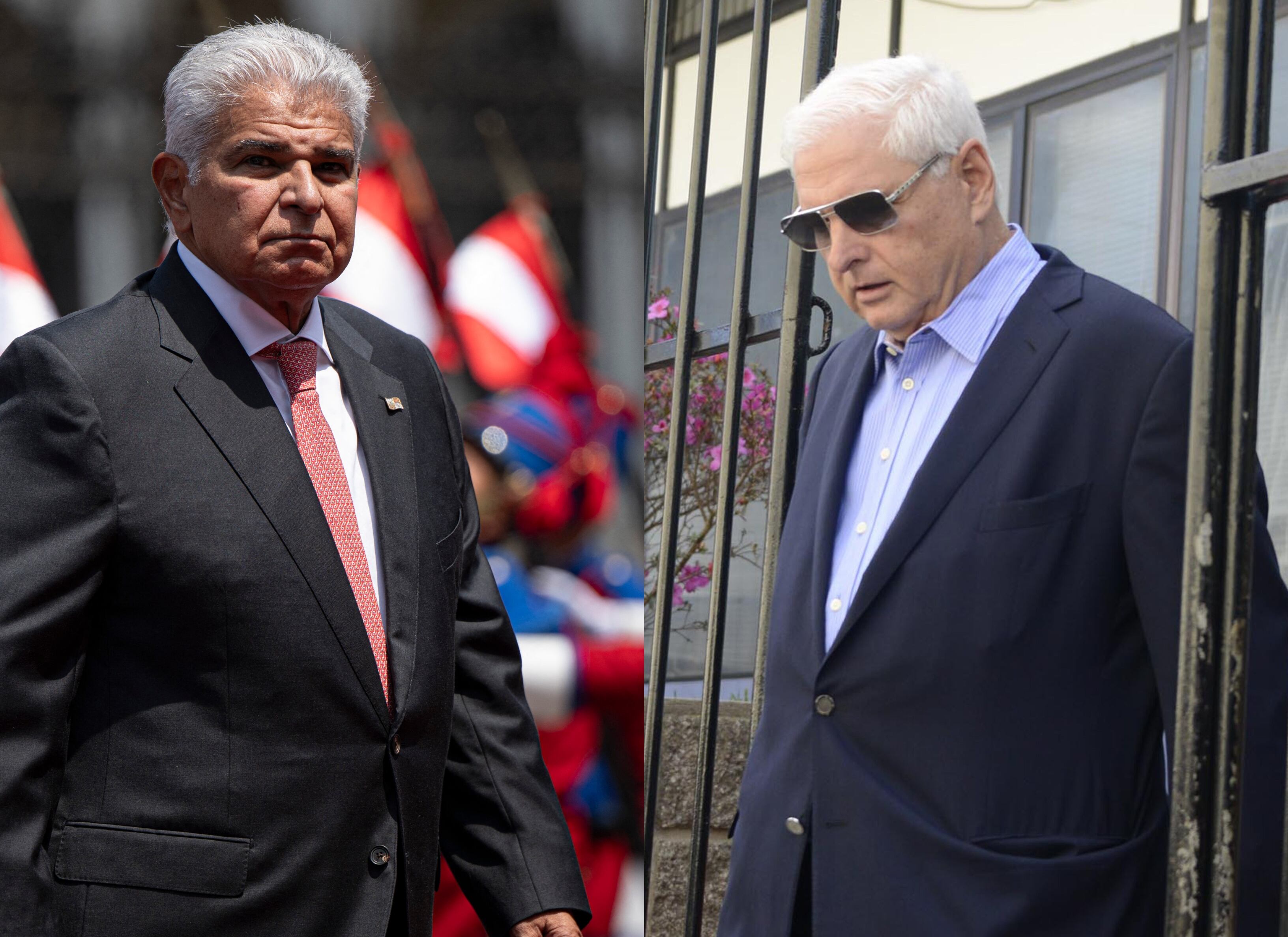 Presidente de Panamá, José Raúl Mulino. FOTO: ERNESTO BENAVIDES/AFP via Getty Images.// Expresidente panameño, Ricardo Martinelli. FOTO: JOHAN ORDONEZ/AFP via Getty Images