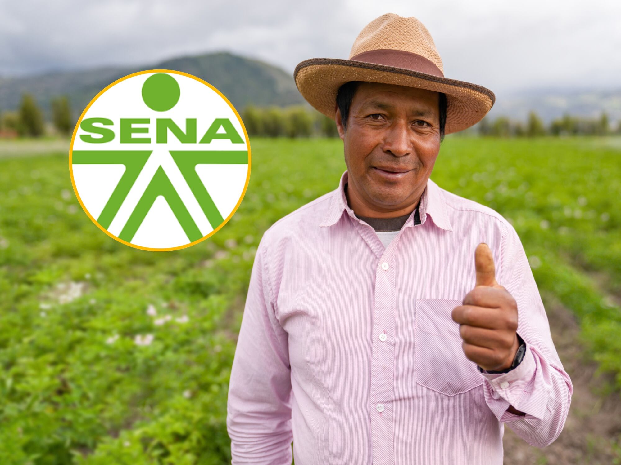 Logo del SENA y campesino colombiano imagen de referencia. Fotos: SENA y Getty Images.