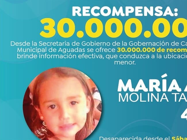 Búsqueda de menor en Caldas. Foto: Secretaría de goobierno de Caldas