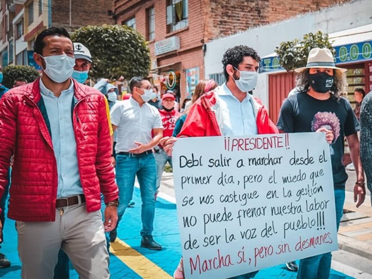 El alcalde de Paipa se unió a las protestas sociales en Boyacá
